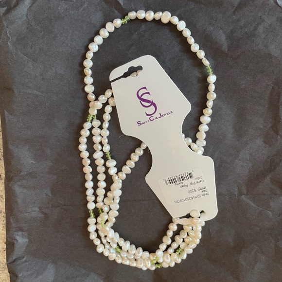 64" Endless 7-8mm Cultured Pearl & Peridot Necklace from SAVVY CIE JEWELS - Picture 6 of 7